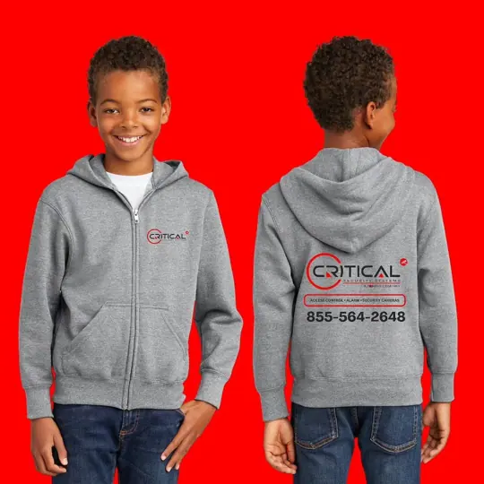 Boys zip-up hoodies · Critical Security Systems by Croma Custom Apparel