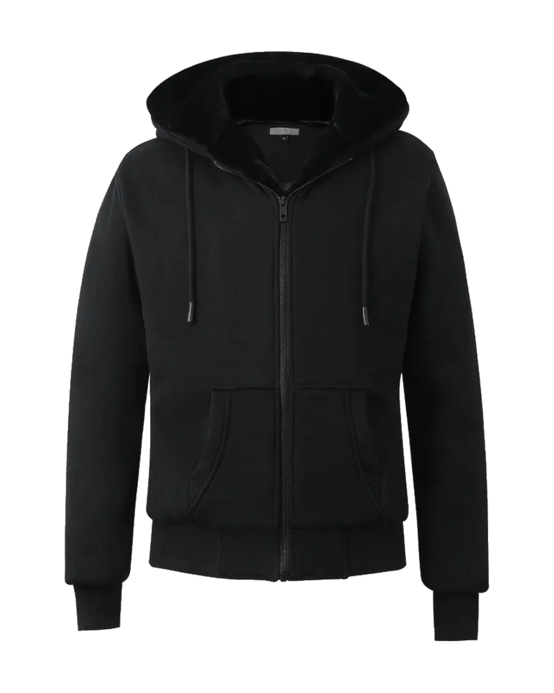 T.O. black hoodie with removable fur
